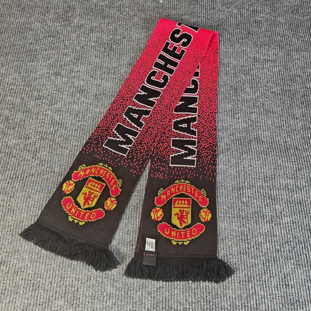 Vintage Manchester United Scarf Mens One Size Red Black Soccer Acrylic 1997